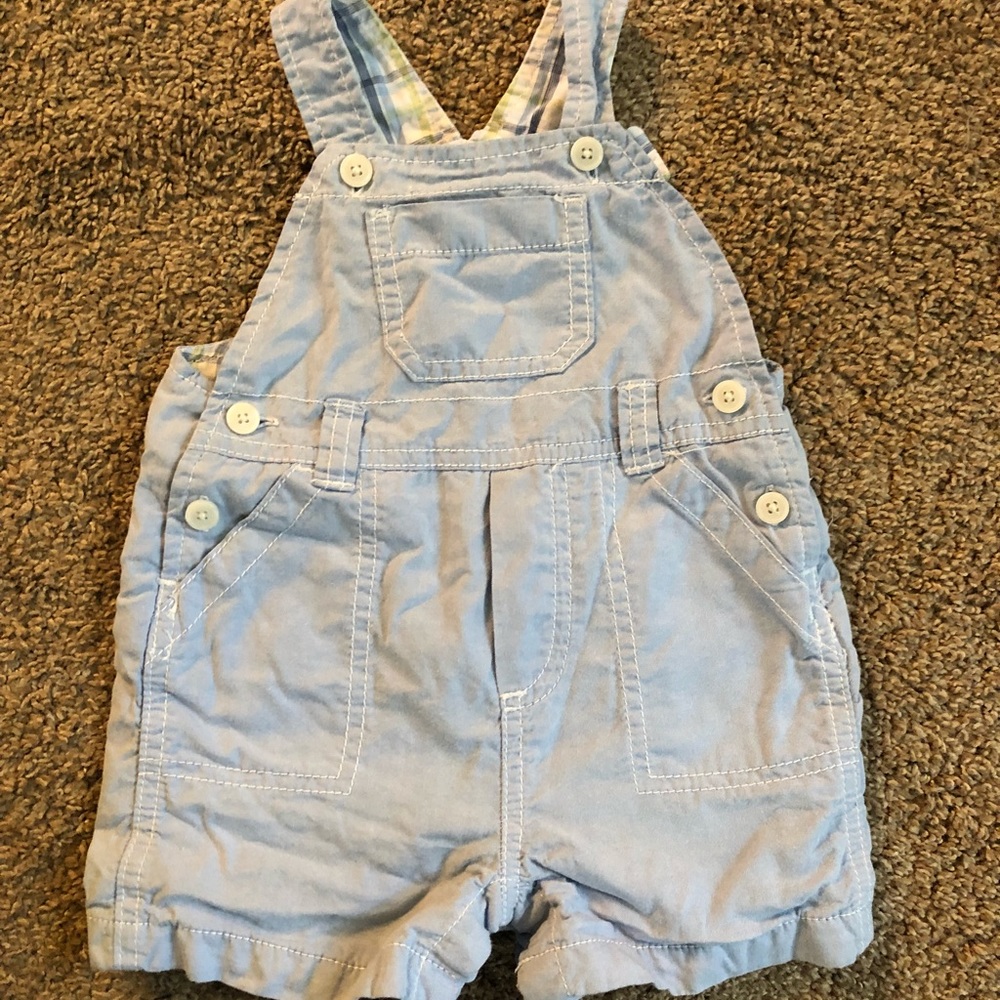 Baby boy Gap light blue overalls shortalls